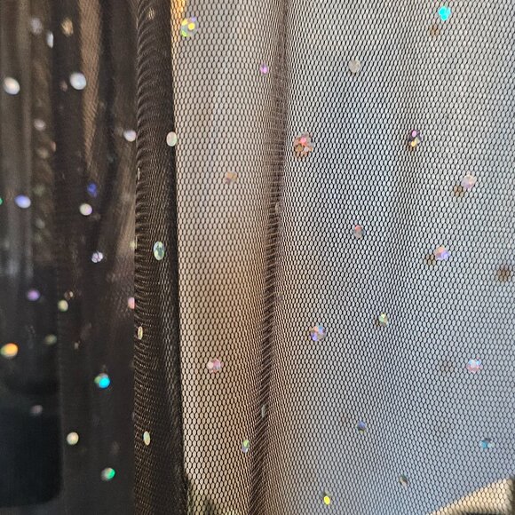 SCOLAR Sheer Japanese Black Sparkle Dress Pleats Medium - Picture 5 of 11
